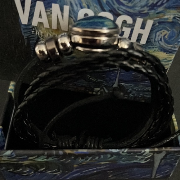 Van Gogh Art Glass Dome Leather Bracelet - New in box - Picture 9 of 14